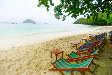 Beach Chair with beautiful sea in Thailand