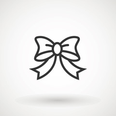 Ribbon Bow Vector Icon. Black gift bow silhouette. Template design for surprise, celebration event, presents, birthday, Christmas