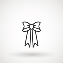 Ribbon Bow Vector Icon. Black gift bow silhouette. Template design for surprise, celebration event, presents, birthday, Christmas