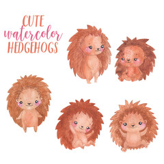 Watercolor hedgehogs set, Children Animal clipart