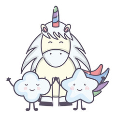 cute adorable unicorn with star kawaii fairy characters