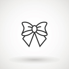 Ribbon Bow Vector Icon. Black gift bow silhouette. Template design for surprise, celebration event, presents, birthday, Christmas