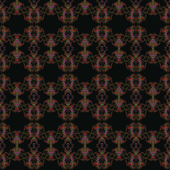 Seamless endless repeating bright ornament of multi-colored geometric shapes