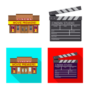 Isolated object of television and filming icon. Collection of television and viewing vector icon for stock.