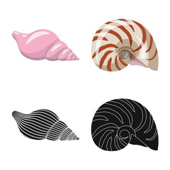 Vector illustration of animal and decoration icon. Collection of animal and ocean vector icon for stock.