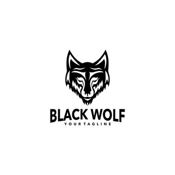 black wolf head logo design