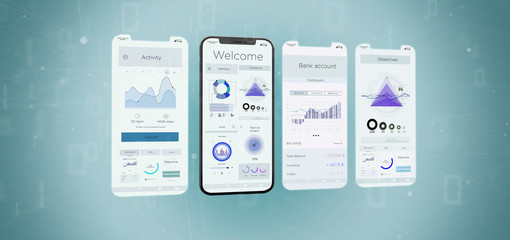 Application interface UI on a smartphone - 3d rendering