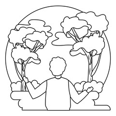 Man in the park seen from behind design