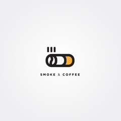 Obraz premium Smoking and coffee logo cafe iconic vector simple illustration