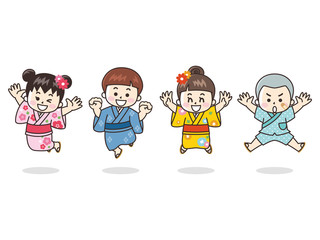 夏祭り　浴衣を着た子供