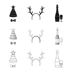 Isolated object of party and birthday icon. Collection of party and celebration stock symbol for web.