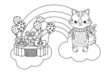 Cat cartoon with scarf design
