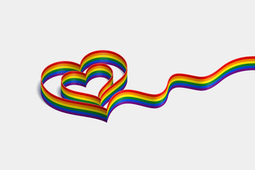 Fototapeta premium Multicolor ribbon with heart-shaped curls