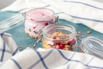 Breakfast parfait with homemade granola and yogurt