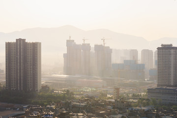 Polluted Chinese ghost town in the morning