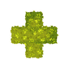 Fototapeta premium Bush in the shape of a cross. Vector illustration on white background.