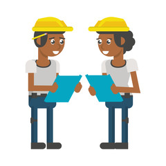 Construction workers with tools cartoons