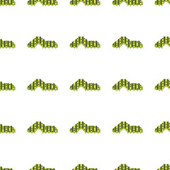 Pixel mosaic seamless background. Cute caterpillars on white background.