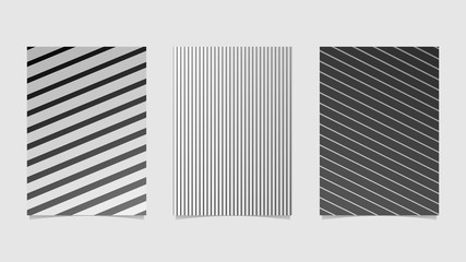 Geometric stripe poster background set - gradient abstract vector brochure templates