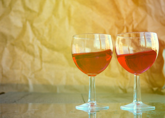 trace of wine on Kraft paper, cork, wine