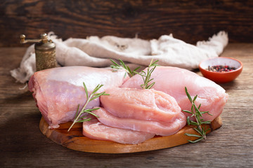 fresh turkey meat with rosemary
