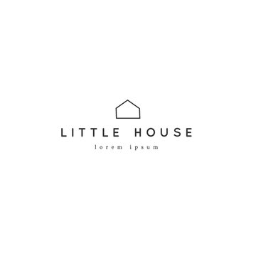 Vector Hand Drawn Logo Template With A Minimal House Silhouette. Property Rental Theme.