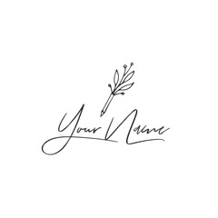 Vector hand drawn logo template with a flourishing pen icon. Copywriting, writing and publishing theme.