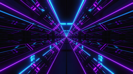 futuristic multi color scifi tunnel 3d render