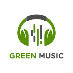 green headset music logo design