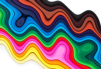Abstract multicolored waves background made by paint and colored pencils.