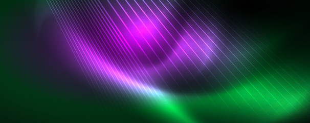 Vector neon light lines concept, abstract background