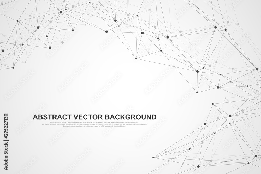 Fototapete Networking connection concept abstract technology. Global network connections with points and lines. Big data visualization. Futuristic infographic. Vector illustration