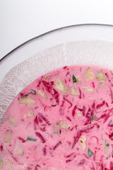 Cold beetroot soup. Dietary and healthy food.