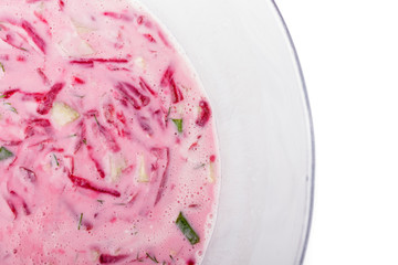 Cold beetroot soup. Dietary and healthy food.
