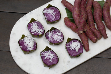 Close up  Homemade sweet potato cake. (Selective Focus)