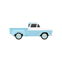 Vintage Blue Truck Vector Isolate on White Background.