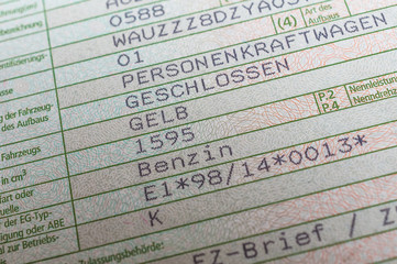 Zulassungsbescheinigung PKW