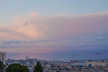 Panoramic view of Haifa Bay. Israel.