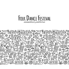 Folk ethnic dance, seamless pattern for your design