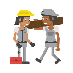 Construction workers with tools cartoons