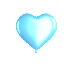 Heart shaped light blue ballon isolated on white background. Valentines day, love symbol.