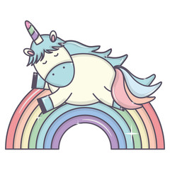 cute adorable unicorn and rainbow