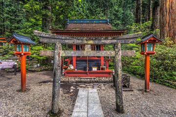 Nikko - May 22, 2019: Futarasan Shinto shrine in Nikko, Japan