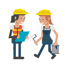 Construction workers with tools cartoons