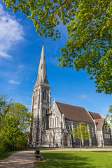 Denmark, Copenhagen, St. Alban's church, English church, Anglican church summer time blue sky