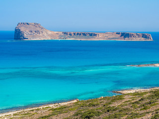 Crete, Greece: Balos lagoon paradisiacal view of beach and sea, west of Crete.
