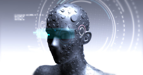 Obraz premium Advanced AI Robot Machine Learning - Technology Related 3D Illustration Render Concept