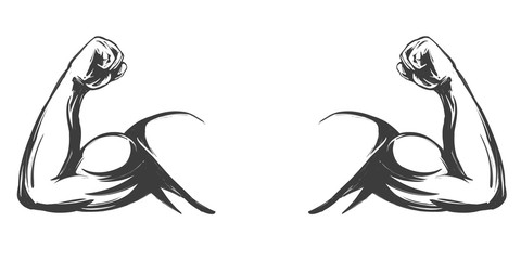 arm, bicep, strong hand icon cartoon symbol hand drawn vector illustration sketch © vladischern