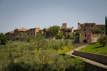 Fototapeta na wymiar The medieval fortified village of Lucignano.