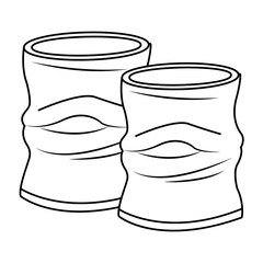crumpled aluminum can icon cartoon in black and white